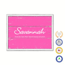 Load image into Gallery viewer, Savannah Name Plate White Wash Wood Frame Canvas Print Boutique Cottage Decor Shabby Chic