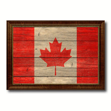 Load image into Gallery viewer, Canada Country Flag Texture Canvas Print with Brown Custom Picture Frame Home Decor Gift Ideas Wall Art Decoration