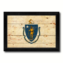 Load image into Gallery viewer, Massachusetts State Vintage Flag Canvas Print with Black Picture Frame Home Decor Man Cave Wall Art Collectible Decoration Artwork Gifts