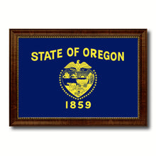 Load image into Gallery viewer, Oregon State Flag Canvas Print with Custom Brown Picture Frame Home Decor Wall Art Decoration Gifts