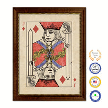 Load image into Gallery viewer, Jack Diamond Poker Decks of Vintage Cards Print on Canvas Brown Custom Framed