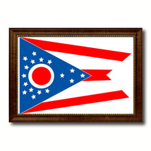 Load image into Gallery viewer, Ohio State Flag Canvas Print with Custom Brown Picture Frame Home Decor Wall Art Decoration Gifts