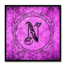 Load image into Gallery viewer, Alphabet N Purple Canvas Print Black Frame Kids Bedroom Wall Décor Home Art