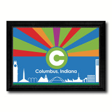 Load image into Gallery viewer, Columbus City Indiana State Flag Canvas Print Black Picture Frame