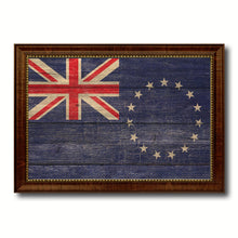 Load image into Gallery viewer, Cook Islands Country Flag Texture Canvas Print with Brown Custom Picture Frame Home Decor Gift Ideas Wall Art Decoration
