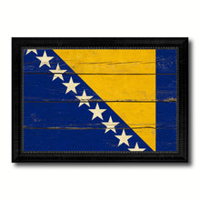Load image into Gallery viewer, Bosnia Country Flag Vintage Canvas Print with Black Picture Frame Home Decor Gifts Wall Art Decoration Artwork