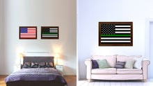 Load image into Gallery viewer, Thin Green Line Support Border Patrol American USA Flag Canvas Print with Brown Picture Frame Home Decor Wall Art Gift Ideas