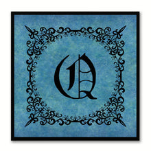 Load image into Gallery viewer, Alphabet Q Blue Canvas Print Black Frame Kids Bedroom Wall Décor Home Art