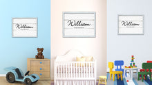 Load image into Gallery viewer, William Name Plate White Wash Wood Frame Canvas Print Boutique Cottage Decor Shabby Chic