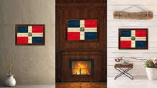 Load image into Gallery viewer, Dominican Republic Country Flag Vintage Canvas Print with Brown Picture Frame Home Decor Gifts Wall Art Decoration Artwork