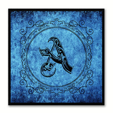 Load image into Gallery viewer, Alphabet A Blue Canvas Print Black Frame Kids Bedroom Wall Décor Home Art