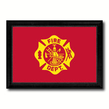 Load image into Gallery viewer, Fire Department Fire Fighter USA Flag Canvas Print Black Picture Frame Gifts Home Decor Wall Art