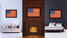 Load image into Gallery viewer, American Flag United States of America Vintage Canvas Print with Black Picture Frame Home Decor Man Cave Wall Art Collectible Decoration Artwork Gifts