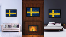 Load image into Gallery viewer, Sweden Country Flag Texture Canvas Print with Black Picture Frame Home Decor Wall Art Decoration Collection Gift Ideas