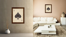 Load image into Gallery viewer, Ace Spades Poker Decks of Vintage Cards Print on Canvas Brown Custom Framed