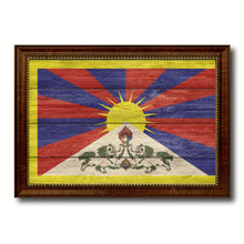 Load image into Gallery viewer, Tibet Country Flag Texture Canvas Print with Brown Custom Picture Frame Home Decor Gift Ideas Wall Art Decoration