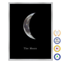 Load image into Gallery viewer, Crescent Moon Print on Canvas Planets of Solar System Silver Picture Framed Art Home Decor Wall Office Decoration