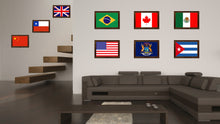 Load image into Gallery viewer, Michigan State Flag Canvas Print with Custom Brown Picture Frame Home Decor Wall Art Decoration Gifts