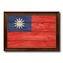 Load image into Gallery viewer, Taiwan Country Flag Texture Canvas Print with Brown Custom Picture Frame Home Decor Gift Ideas Wall Art Decoration