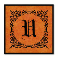 Load image into Gallery viewer, Alphabet U Orange Canvas Print Black Frame Kids Bedroom Wall Décor Home Art