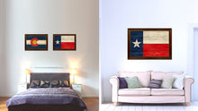 Load image into Gallery viewer, Texas State Flag Texture Canvas Print with Brown Picture Frame Gifts Home Decor Wall Art Collectible Decoration