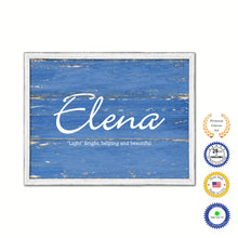 Load image into Gallery viewer, Elena Name Plate White Wash Wood Frame Canvas Print Boutique Cottage Decor Shabby Chic