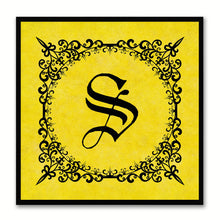 Load image into Gallery viewer, Alphabet S Yellow Canvas Print Black Frame Kids Bedroom Wall Décor Home Art