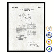Load image into Gallery viewer, 1971 Legos Block Old Patent Art Print on Canvas Custom Framed Vintage Home Decor Wall Decoration Great for Gifts