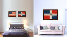 Load image into Gallery viewer, Dominican Republic Country Flag Texture Canvas Print with Brown Custom Picture Frame Home Decor Gift Ideas Wall Art Decoration