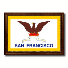 Load image into Gallery viewer, San Francisco City San Francisco State Flag Canvas Print Brown Picture Frame