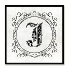 Load image into Gallery viewer, Alphabet J White Canvas Print Black Frame Kids Bedroom Wall Décor Home Art