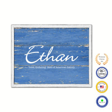 Load image into Gallery viewer, Ethan Name Plate White Wash Wood Frame Canvas Print Boutique Cottage Decor Shabby Chic