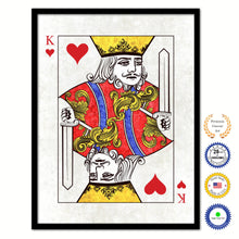 Load image into Gallery viewer, King Heart Poker Decks of Vintage Cards Print on Canvas Black Custom Framed