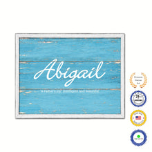 Load image into Gallery viewer, Abigail Name Plate White Wash Wood Frame Canvas Print Boutique Cottage Decor Shabby Chic