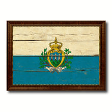 Load image into Gallery viewer, San Marino Country Flag Vintage Canvas Print with Brown Picture Frame Home Decor Gifts Wall Art Decoration Artwork