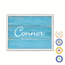 Load image into Gallery viewer, Connor Name Plate White Wash Wood Frame Canvas Print Boutique Cottage Decor Shabby Chic