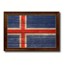 Load image into Gallery viewer, Iceland Country Flag Texture Canvas Print with Brown Custom Picture Frame Home Decor Gift Ideas Wall Art Decoration