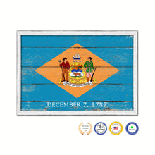 Load image into Gallery viewer, Delaware State Flag Shabby Chic Gifts Home Decor Wall Art Canvas Print, White Wash Wood Frame