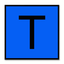 Load image into Gallery viewer, Alphabet T Blue Canvas Print Black Frame Kids Bedroom Wall Décor Home Art