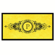 Load image into Gallery viewer, Alphabet Letter P Yellow Canvas Print, Black Custom Frame