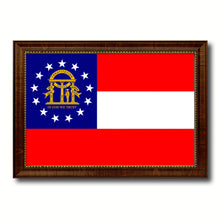 Load image into Gallery viewer, Georgia State Flag Canvas Print with Custom Brown Picture Frame Home Decor Wall Art Decoration Gifts