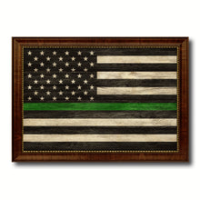 Load image into Gallery viewer, Thin Green Line Support Border Patrol American USA Flag Texture Canvas Print with Brown Picture Frame Home Decor Wall Art Gifts