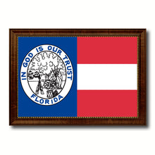 Load image into Gallery viewer, Civil War Florida Military Flag Canvas Print with Brown Picture Frame Home Decor Wall Art Gift Ideas