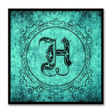 Load image into Gallery viewer, Alphabet H Aqua Canvas Print Black Frame Kids Bedroom Wall Décor Home Art