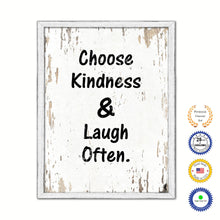 Load image into Gallery viewer, Choose Kindness & Laugh Often Vintage Saying Gifts Home Decor Wall Art Canvas Print with Custom Picture Frame