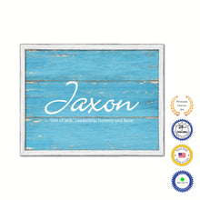 Load image into Gallery viewer, Jaxon Name Plate White Wash Wood Frame Canvas Print Boutique Cottage Decor Shabby Chic