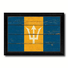 Load image into Gallery viewer, Barbados Country Flag Vintage Canvas Print with Black Picture Frame Home Decor Gifts Wall Art Decoration Artwork