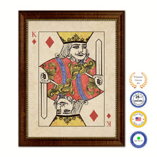 Load image into Gallery viewer, King Diamond Poker Decks of Vintage Cards Print on Canvas Brown Custom Framed
