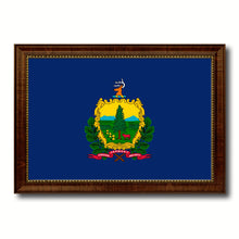 Load image into Gallery viewer, Vermont State Flag Canvas Print with Custom Brown Picture Frame Home Decor Wall Art Decoration Gifts