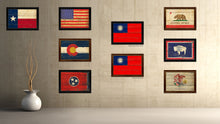 Load image into Gallery viewer, Taiwan Country Flag Vintage Canvas Print with Brown Picture Frame Home Decor Gifts Wall Art Decoration Artwork
